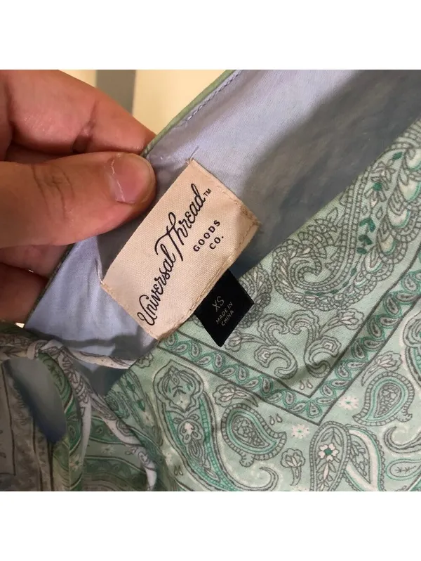 Universal Thread NWT Women's Green Gray Paisley Elastic Waist Maxi Dress Size XS - Image 3