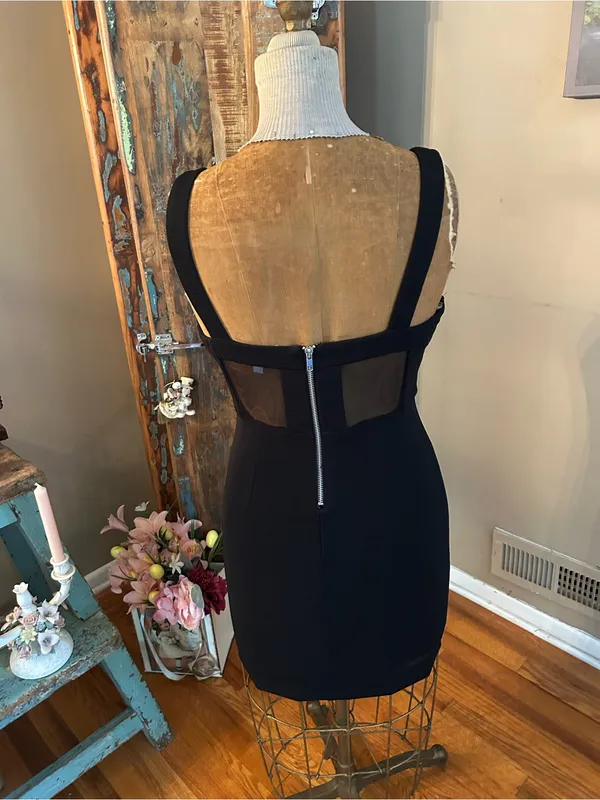 Emerald Sundae Black Strappy Cutout Bodycon Mini Dress | Size Medium - Image 3