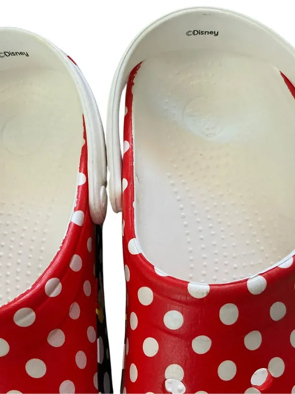Crocs x-Disney crocband Minnie Mouse polka dot clogs women’s size 7 red white - Image 10