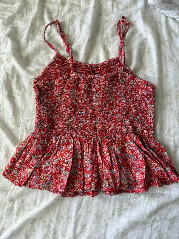 Angie Red Floral Tank Top - Image 2
