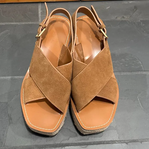 Madewell Amee Brown Suede Leather Platform Espadrille Wedge Sandal - size 8 - Image 2