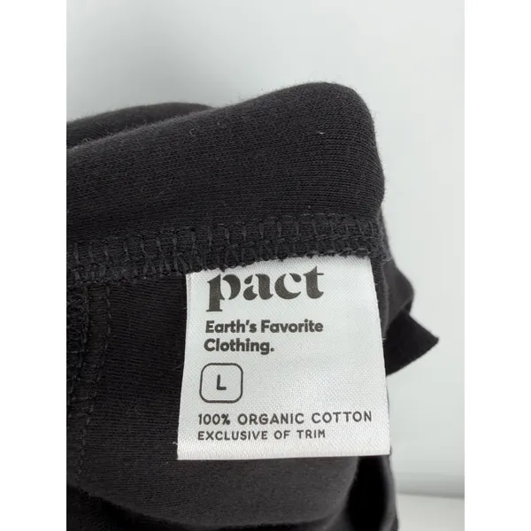 Pact Sweatpants Wide Leg Size L Black Organic Cotton Loungewear Athleisure - Image 7