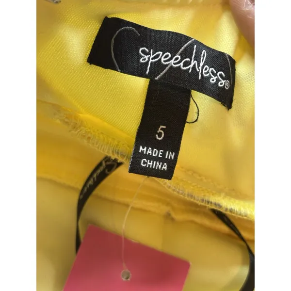 Speechless Yellow Floral High Low Dress Size 5 Spaghetti Strap Prom Formal Satin - Image 5