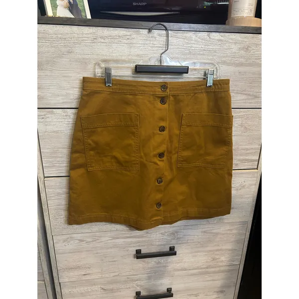 Old Navy Womens Mustard Yellow Button Front Twill Mini Skirt Size 12 NWT - Image 2