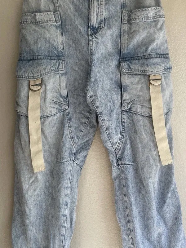 Free People We The Free Hazel Pull On Drop Waist Harem Cargo Pocket Jeans Sz Small - Image 12