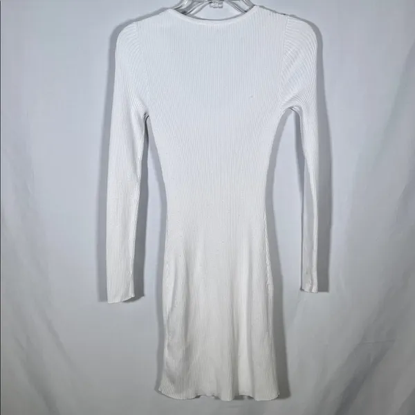 Abercrombie & Fitch Womens White Corset Knit Mini Dress Small Scoop Neck Ribbed - Image 5