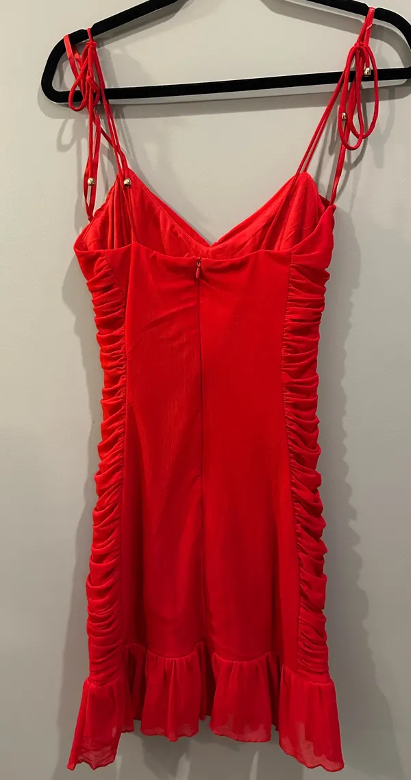 Selfie Leslie Bambi Ruched Mini Dress Red - Image 6
