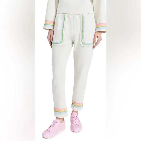 Something Navy Rainbow Applique set 1/4 zip crop pullover sweatpants embroidery - Image 3