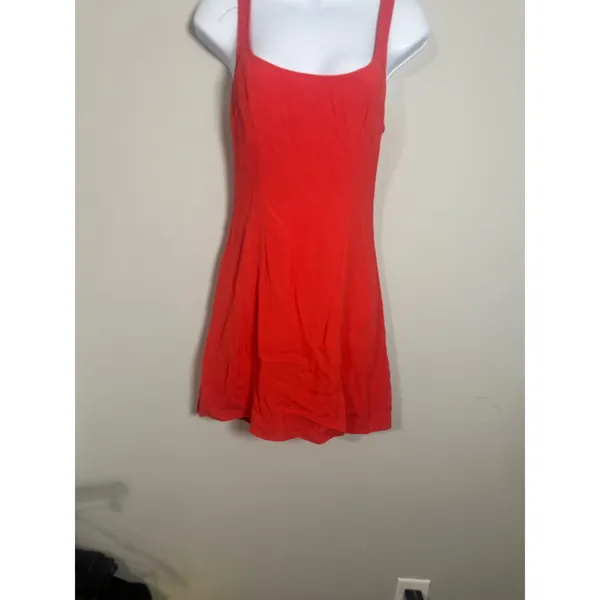 Reformation Tegan Dress Warm Orange Square Neck Mini Dress Size 2 - Image 2