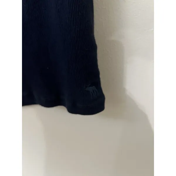 Abercrombie And Fitch Cotton Ribbed Tank Top Bow Embroidered Velvet Navy Blue L - Image 7