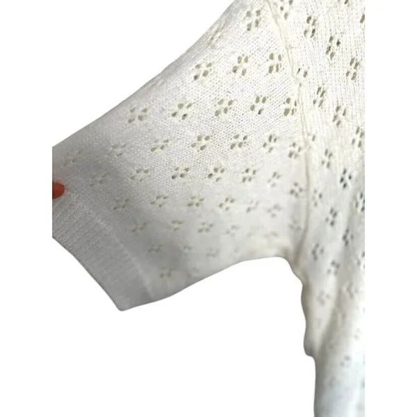 Vintage Villager Floral Knit Short Sleeve Sweater Medium‎ Cottagecore Feminine - Image 2