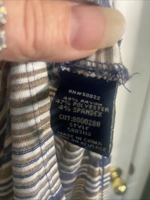 Max Edition Beige and Blue Striped Fold-Over Waist Maxi Skirt - Image 3