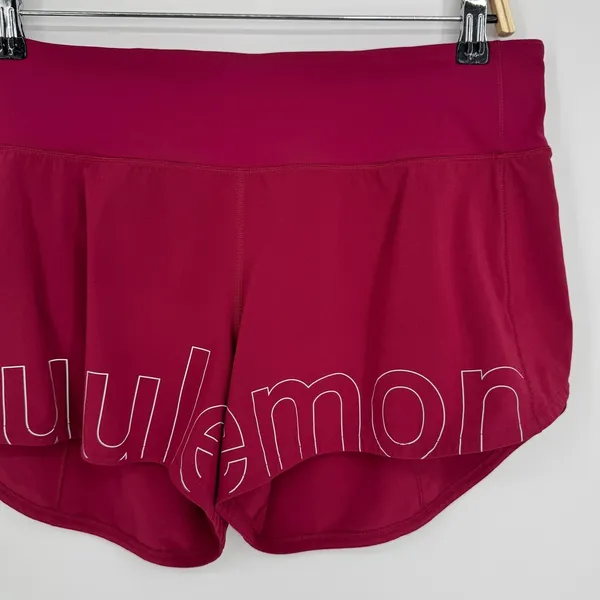 Lululemon Speed Up Mid-Rise Lined Short 4" Size 10 Pomegranate Silver Reflective - Image 6