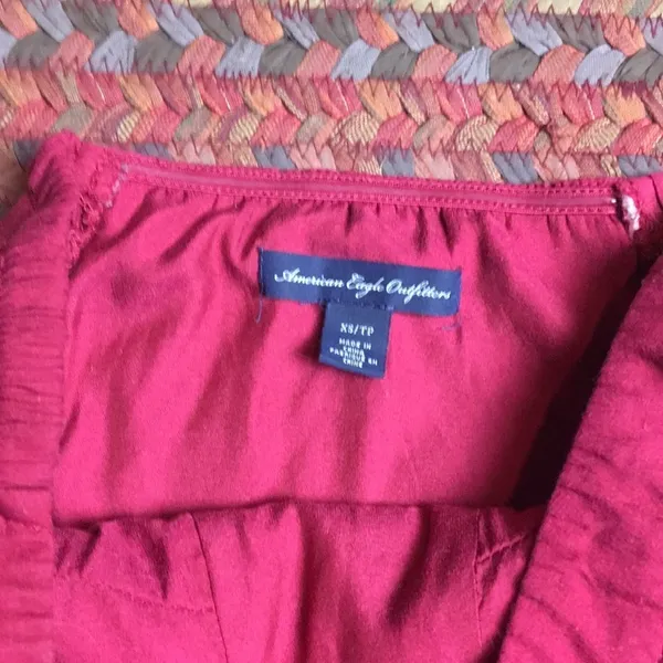 American Eagle RED PEPLUM STRAPLESS TUBE TOP - Image 3