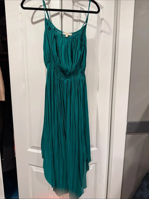 Current Air Teal Pleated Midi Dress with Spaghetti Straps large‎ - Image 2