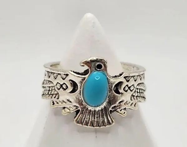 Turquoise Bohemian Style Eagle Ring Silver Size none - Image 2