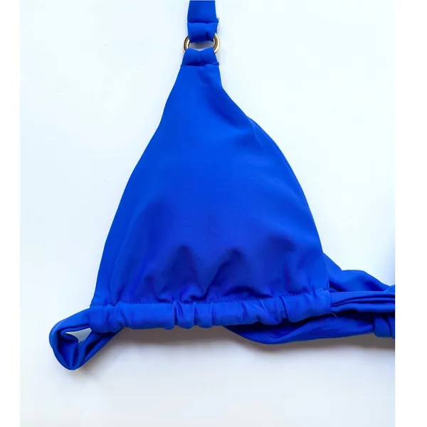 Quince Italian Ring Triangle Bikini Swim Top Electric Blue Size Small NEW - Image 3