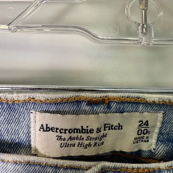 Abercrombie & Fitch The Ankle Straight Ultra High Rise‎ Jeans Light Wash 24Short - Image 3