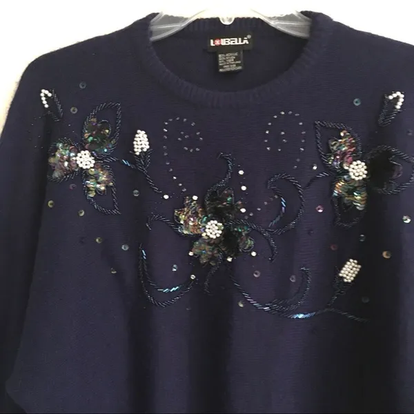 Vintage Y2K Whimsygoth women’s crewneck sequined beaded sweater M‎ - Image 4