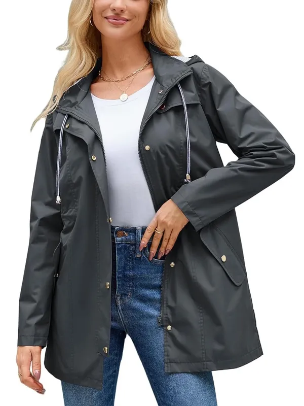 Hount Women Rain Jacket Lightweight Waterproof Lined Raincoat Trench Coat. Sz 8 - Image 2