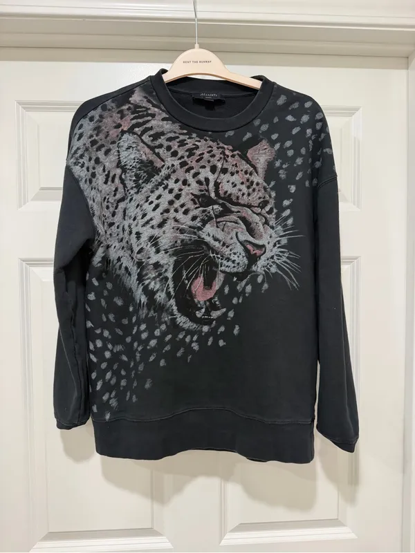 All Saints Sabre Joy Black Crewneck Graphic Sweatshirt Size Small - Image 2