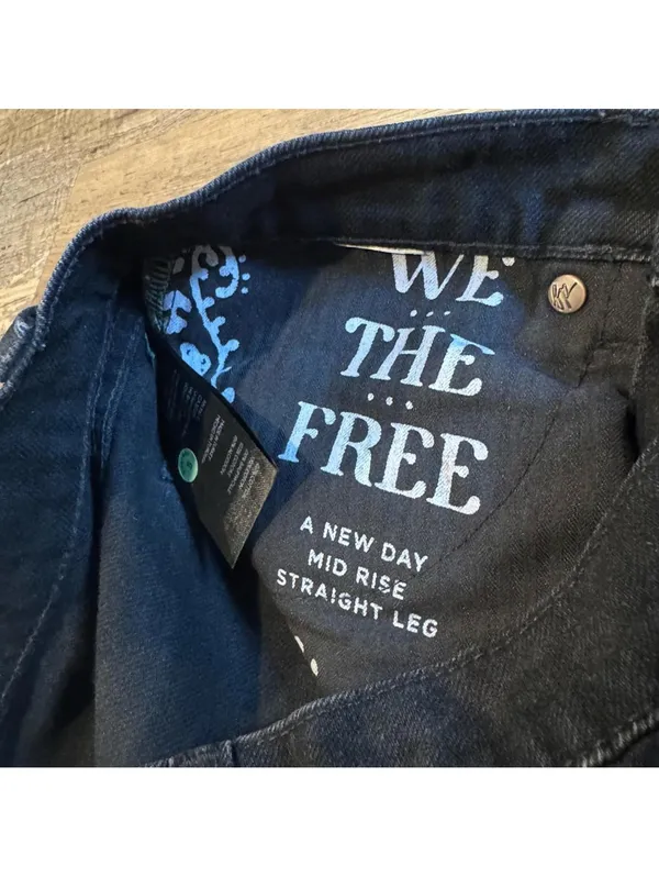 Free People Black A New Day Mid Rise Straight Leg Jeans 26 - Image 5