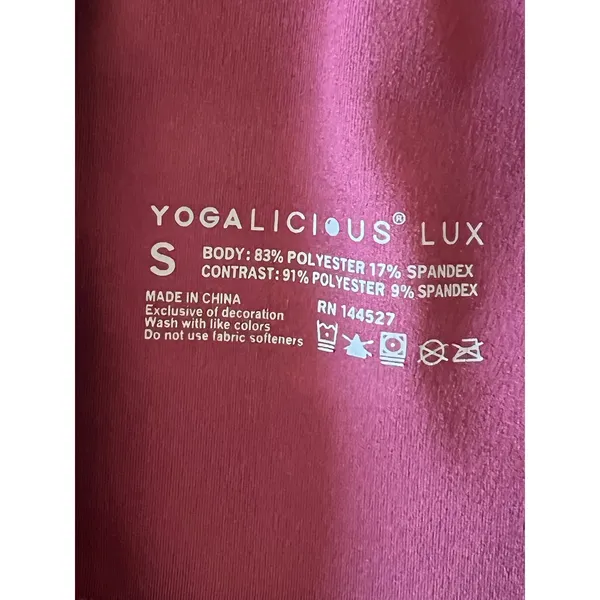 Yogalicious Lux burgundy high- waisted biker shorts Size Small - Image 4
