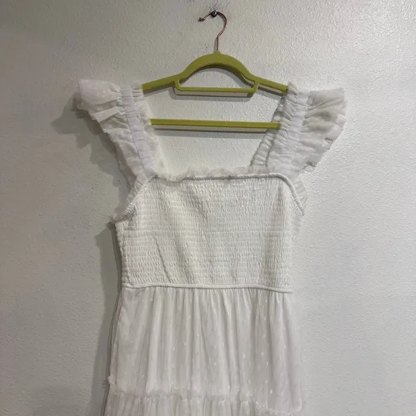 Blu Pepper White Swiss Dot Tulle Tiered Maxi Dress Sz S NWT - Image 3