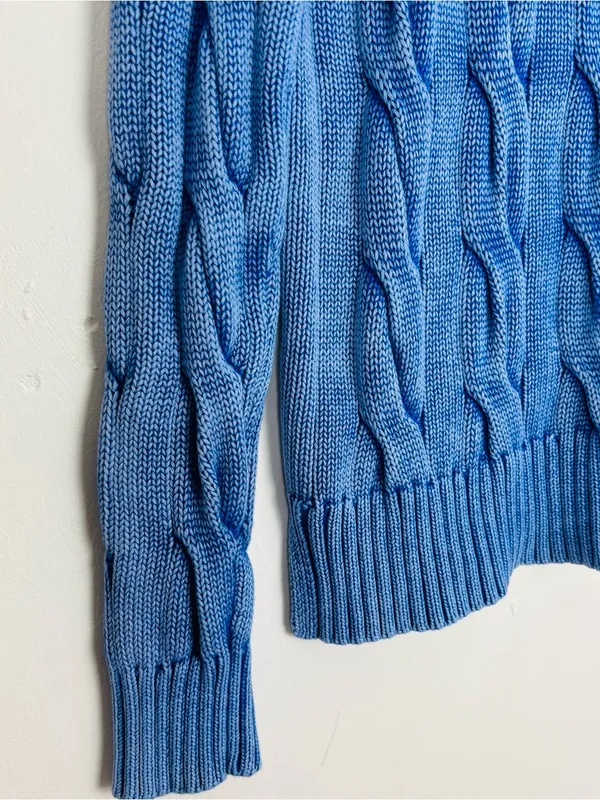 Polo Ralph Lauren blue sunwashed classic cotton cable knit crewneck sweater. XS - Image 2