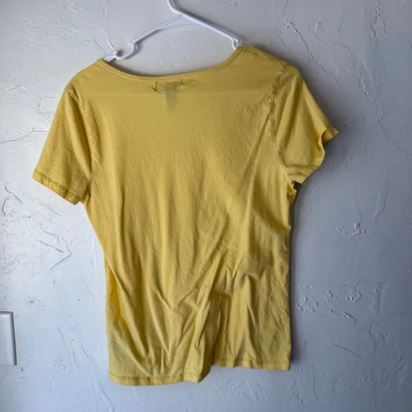 Lauren Jeans Co Ralph Lauren Butter Yellow Preppy‎ M V-Neck Logo T-Shirt - Image 7