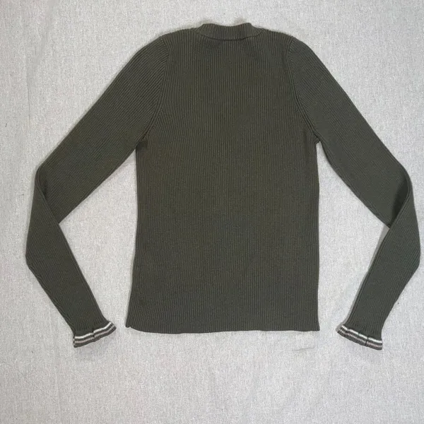 Madewell | Olive Ruffle-Cuff Henley Sweater | Medium - Image 5
