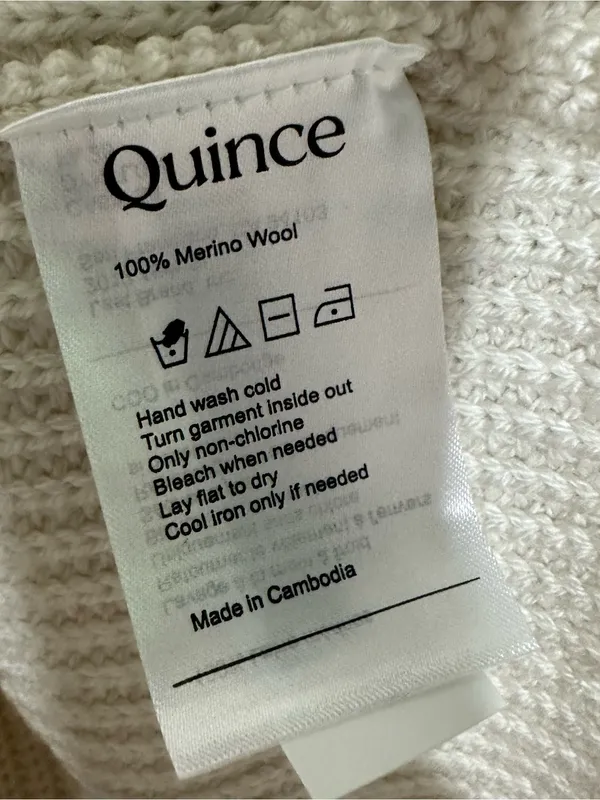 Quince NWT 100% Merino Wool Half Zip Sweater Cream Ivory Size Small - Image 10