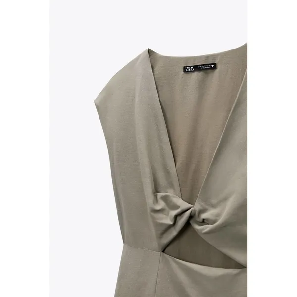 ZARA Linen Blend Cutout Mini Dress - Image 9