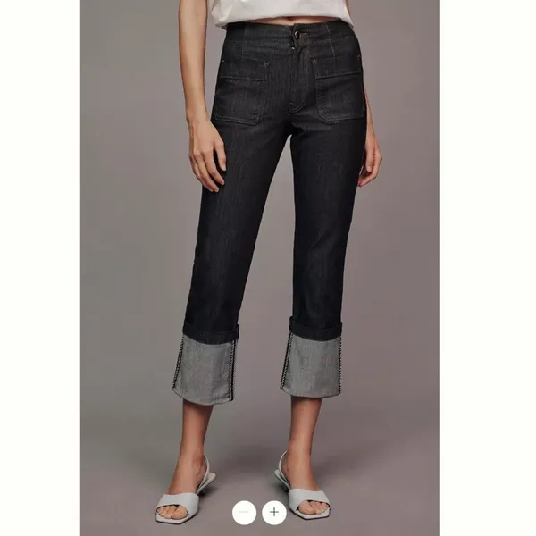 Anthropologie Maeve Cuffed Crop High-Rise Straight-Leg Jeans - Image 2