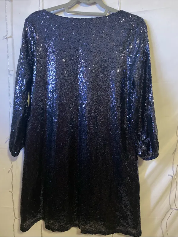 Lulu's Navy Blue Sequin V-Neck Midi Dress - Image 3