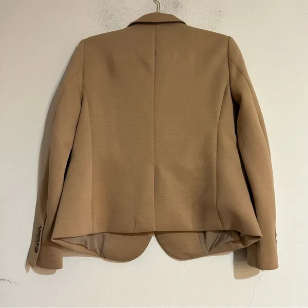 Ann Taylor The Petite One Button Blazer Double Knit Tan 6P Work Office Travel - Image 4