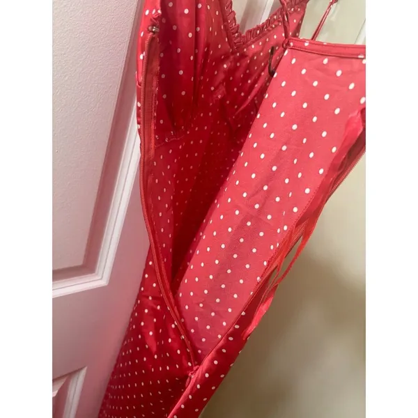 Japna Slip Dress Sz M Babydoll Red Pink Polka Dot Valentines Coquette 90s Style - Image 9