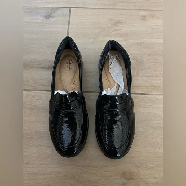 NEW Black Patent Clarks Westlynn Ayla Loafer Shoes 11 $95 - Image 4