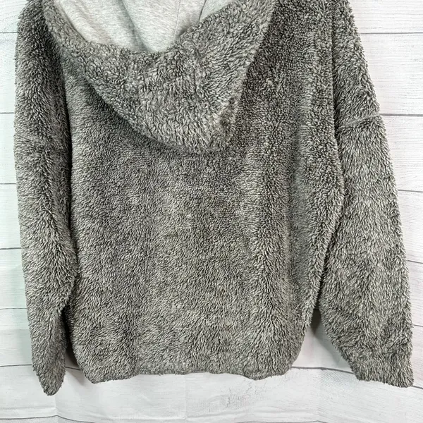 Prana Womens size Small Permafrost Half Zip Teddy Fleece Hoodie w23180516 Gray - Image 6