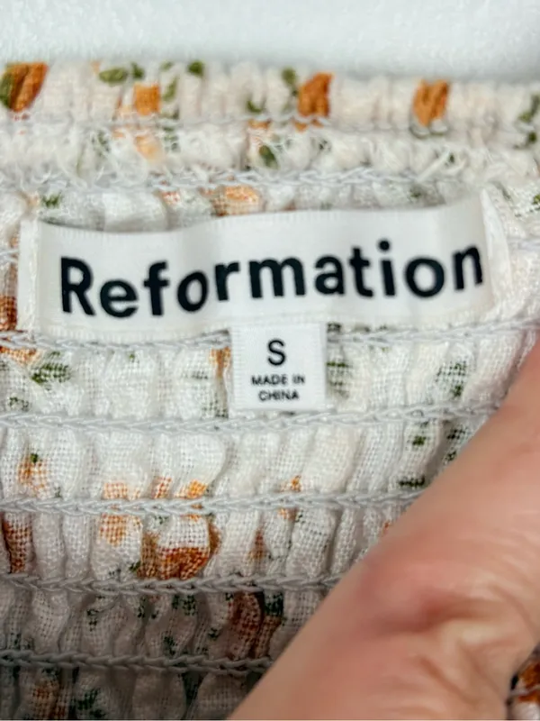 REFORMATION Linen Tavi Dress in floral Adagio Size S - $248. - Image 5