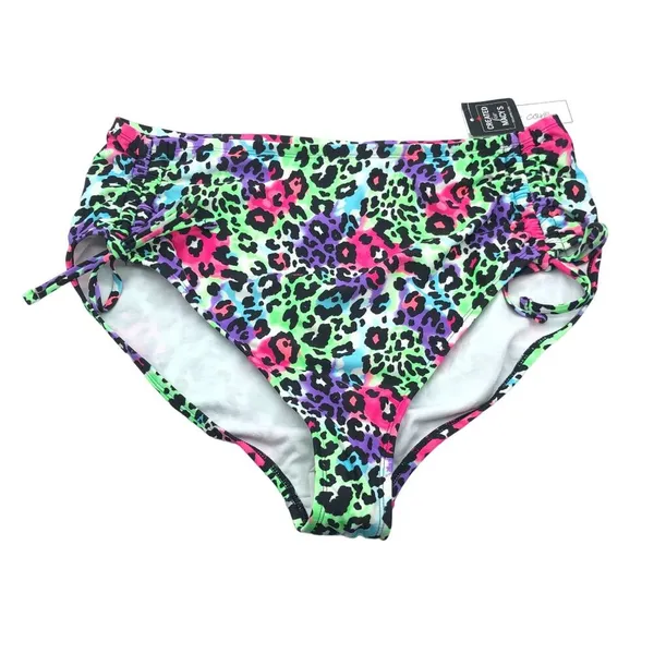 Salt + Cove Plus Size Leopard Love Side-Cinch Bikini Bottoms Colorful 1X - Image 2