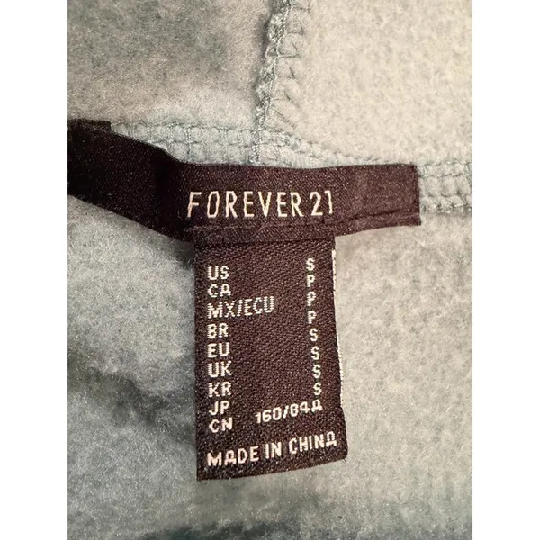 Forever 21 More Self Love Zip Hoodie Women's S Teal Green Fleece Oversized Cozy‎ - Image 5