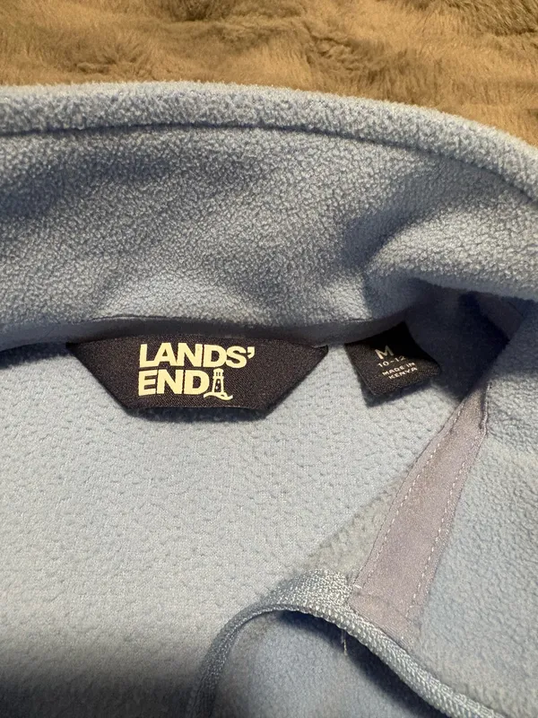 Lands’ End Blue Fleece Quarter Zip Pullover Cozy Soft Jacket M - Image 5
