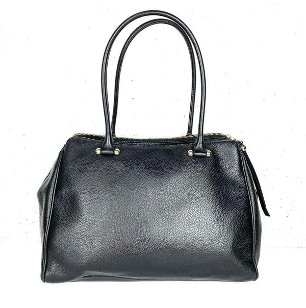 Kate Spade Womens Reis Shoulder Bag Black Pebbled Leather Triple Compartment - Image 2