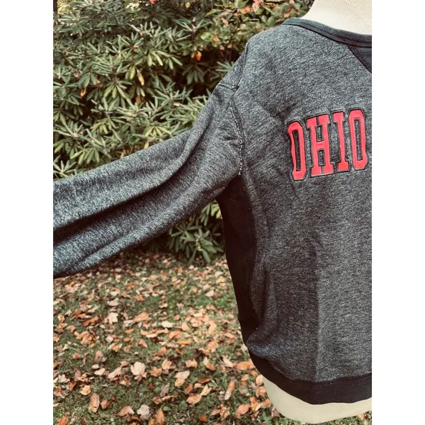 Colosseum Athletics Women's L Embroidered Gray OSU Ohio State Buckeyes Sweatshirt Vintage Look - Image 6