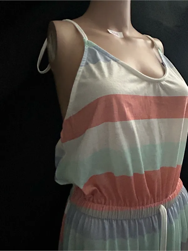 TFY Collection Striped Pastel Spaghetti Strap Dress LG NWT - Image 5
