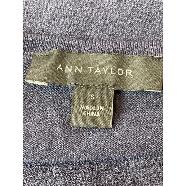 Ann Taylor Navy Knit Rhinestone Detail Long Sleeve Top Size S - Image 2