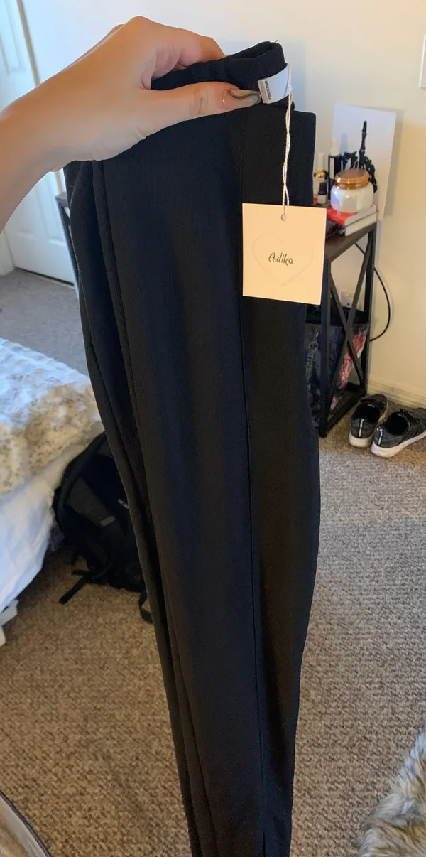 Adika Black Front Slit Pants - Image 3