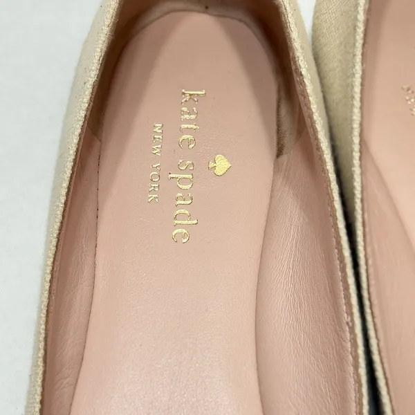 Kate Spade Nelly Canvas Cap Toe Pointed Ballet Flats Beige Black Fringe Sz 8M - Image 7