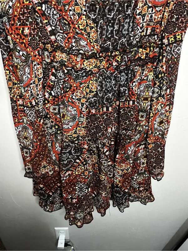Miss Me Chiffon Patchwork Prairie Earth Tiered Ruffle Boho Cowgirl‎ Mini Dress - Image 11